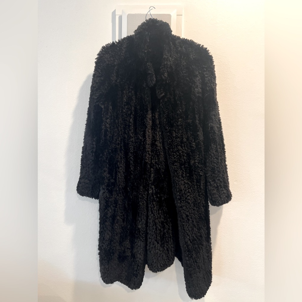 Vintage Black Knitted Fur Sweater Jacket